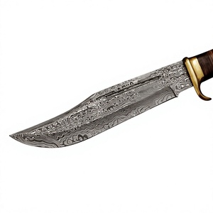 Couteau Bowie personnalisé fait main en acier Damas pour le camping et la chasse, manche en bois, bord plat, OEM/ODM, couteaux Bowie personnalisables - Product Image 5