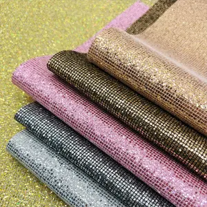 Shiny sintetis Pu Glitter kulit T/C support kain glitter kulit untuk sepatu tas busur kerajinan