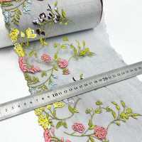 Français 3D Broderie Maille Dentelle Double Vague Gamme Complète Multicolore Plante Fleur Brodé Soutien-Gorge Sous-Vêtements Vêtement Dentelle Tissu
