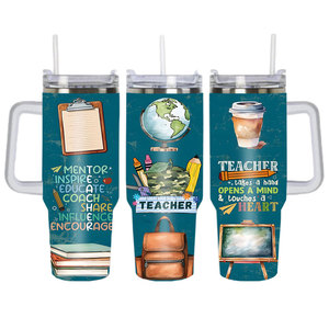Presents for Teacher <b>Large</b> Capacity 40oz Stainless Steel Tumbler Handle Straw Cup Car Travel Coffee Mug Teacher's Day <b>Gifts</b> - Product Image 5
