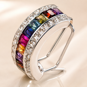 Orecchini a Cerchio Arcobaleno per Donne, Gioielli Eleganti e Colorati per Uso Quotidiano - Product Image 2