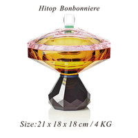 Bonbonnière en verre ambré sans plomb Crystal Hamptons, bol décoratif pour servir des fruits et des bonbons, luxe pour la maison, les mariages et les fêtes