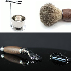 Wholesale Stainless Steel Shaving <b>Set</b> New Men Beard Shaving Kit Double <b>Razor</b> Wet Honey Removal Products Hair Brush Customizable - Product Image 4