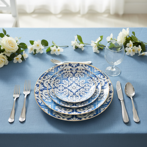 Platos de Porcelana China con Diseño Floral Rojo <span class=keywords><strong>y</strong></span> Blanco, Borde Dorado, <span class=keywords><strong>Vajilla</strong></span> Premium Personalizada para Bodas, Eventos <span class=keywords><strong>y</strong></span> Restaurantes - Product Image 4