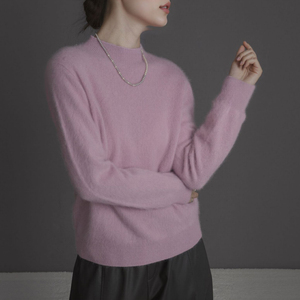 Suéter de Punto de Lana y Cachemira para Mujer, <span class=keywords><strong>Cuello</strong></span> <span class=keywords><strong>Alto</strong></span> a la Mitad, Elegante, Sólido, Informal, Versátil para Oficina, Suave, para Invierno, 270g - Product Image 3