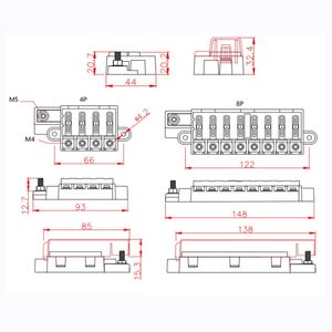 Bloc de fusibles à lame 4/8 voies BH-4PF/BH-8PF - avec écrous de fixation et couvercle transparent (bornes 6,3 mm) - Product Image 5