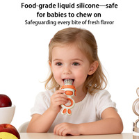 Vente en gros d'alimentateurs pour bébés en silicone de qualité alimentaire sans BPA avec poignée, motif animal, logo personnalisé OEM ODM