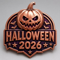 Halloween 2026 Jack-O'-Lantern Kupfermünze - 1 Unze .999 Reines Metall, Lila Emaille Fledermaus-Design, Limitierte Auflage Feiertagsdekoration