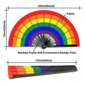 พัดมือพับได้ขนาดใหญ่ 13 นิ้ว ทำจากผ้าไผ่ สำหรับใช้ในไนท์คลับ รับผลิตตามสั่งขายส่ง - Product Image 4