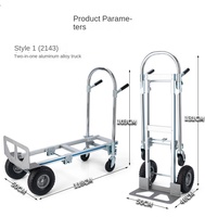 Chariot à bagages pliable à quatre roues en alliage d'aluminium FELLCO, plate-forme plate, camion, chariot à bagages, revêtement en poudre, silencieux, 1 an