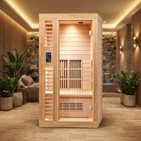 Sauna infrarouge intérieur en bois massif pour 1-2 personnes, sauna à vapeur sèche, sauna en bois de pruche, spa intérieur