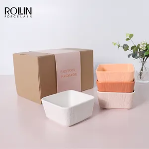 Nordic Square Plate And Bowls Set 4 pcs Tableware Dinner Set Customized Stackable Dessert Soup Bowls Set For c Top Sell