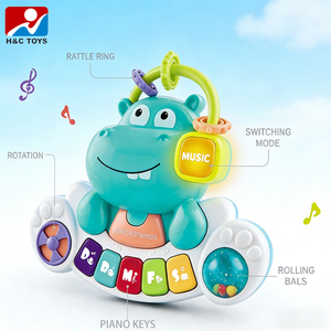 Bébé Son et Lumière Hippopotame <span class=keywords><strong>Piano</strong></span> 5 Différentes Tonalités Sonores Dessin Animé Hippopotame Conception Bébé Jouet Éducatif - Product Image 2