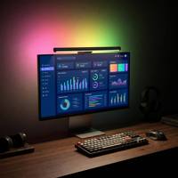 Barre lumineuse LED USB pour écran, compatible IoT, haute fidélité des couleurs (CRI 95), lampe suspendue pour écran, éclairage frontal blanc et arrière RGBIC, double lumière ambiante moderne