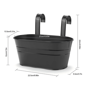 Vaso da Fiori Ovale Rimovibile <span class=keywords><strong>in</strong></span> <span class=keywords><strong>Ferro</strong></span> <span class=keywords><strong>Battuto</strong></span> per Interni ed Esterni, Vaso <span class=keywords><strong>in</strong></span> Metallo per Recinzioni da Giardino - Product Image 5