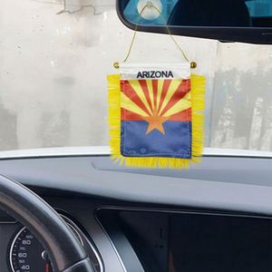 Custom Arizona State Satin Pennant Flag Car Mini Flag <b>Banner</b> With Yellow Tassels - Product Image 3