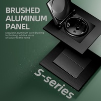 Prise murale allemande Schuko 16A 250V avec cadre en aluminium brossé, conception anti-effraction et anti-enfants, norme européenne, avec couvercle IP44