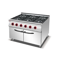 Équipement de cuisine de restaurant personnalisé cuisinières à 6 brûleurs avec armoire à gaz en acier inoxydable pour l'industrie des services alimentaires