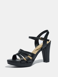 Sandali da Donna con Tacco Quadrato, Design Elegante a Punta Aperta con Dettagli Traforati, Perfetti per <span class=keywords><strong>Gala</strong></span>, Feste, Discoteche e Matrimoni - Product Image 2