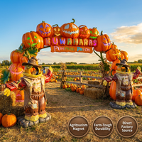 Arche d'entrée géante personnalisée en forme de citrouille d'Halloween, sculpture de factice de blagueur en résine de fibre de verre, pour projet de décoration extérieure de parcs et fermes