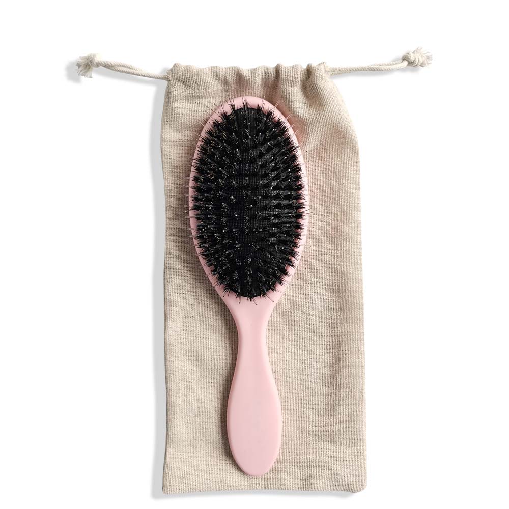 Hair Brush Manufacturing Wholesale Private Label Soft Nylon Boar Bristles Women White Pink Black Hair Brush