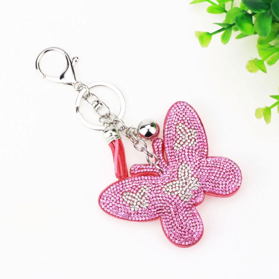 Cute Butterfly Charms Keychain - Acrylic Crystal Tassel Keyring, Bag & Purse Accessory, Multi-Color Options