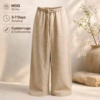 Pantalon de jogging en lin uni, décontracté, épais, respirant, taille élastique, service OEM, vente en gros, été