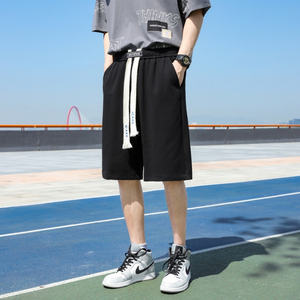 Pantalones de cinco puntos con logotipo personalizado para hombre, pantalones de verano finos de estilo Hong Kong, sueltos de talla grande, calzoncillos grandes, deportes de seda de hielo - Product Image 2