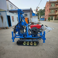Machine de forage de puits d'eau sur chenilles, diesel, profondeur 200m, foreuse hydraulique de type chenillé, moteur 22HP 35HP, utilisation agricole, portable