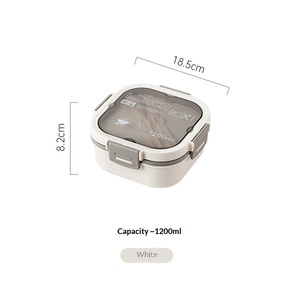 Double Layer PP <b>Plastic</b> Salad Bento <b>Box</b>, Microwavable Divided Food Container for Office Workers Picnic & Weight Loss Meal Prep - Product Image 6