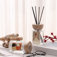 Diffuseur de parfum cylindrique 150 ml, flacon vide en verre pour diffuseur à roseaux, recyclable avec bouchon en bois