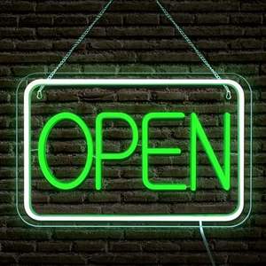 Custom stasera <span class=keywords><strong>LED</strong></span> <span class=keywords><strong>Open</strong></span> Neon segno PVC personalizzato illuminato verde giallo segno per i negozi di affari decorazione di nozze pubblicità - Product Image 2