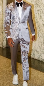 Costume de mariage de luxe pour hommes, <span class=keywords><strong>pantalon</strong></span> de <span class=keywords><strong>smoking</strong></span> <span class=keywords><strong>slim</strong></span> fit fait à la main pour le marié, les affaires et les événements spéciaux - Product Image 4
