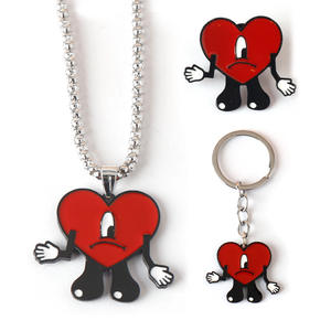 Collana all'ingrosso cattivo coniglio personalizzato collana cuore rosso Kpop portachiavi collana spilla per i fan dell'esercito - Product Image 2