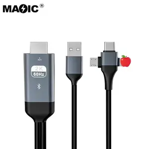 New 2m 2K 60HZ USB-C Type C Micro Usb Android 3 In 1 Phone To HDMI Cable HDTV Adapter Cast Mobile Phone To TV Mirror Cable
