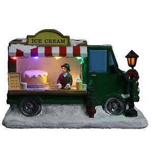 Maison verte d'arbre de Noël de LED de résine faite à la main avec le train de père Noël mouvement de scène de X'mas transparent-fonction rotative - Product Image 2