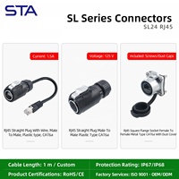 Conector de Aviación LP24 RJ45, IP67 Impermeable, Cable Eléctrico Macho/Hembra, Doble Puerto, Conector de Red para Pantallas de Aviación
