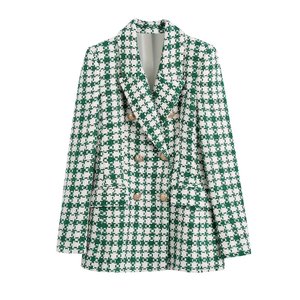 夏季女性休闲裙套装套装格子纹理西装外套和裙子女性街头两件套服装 - Product Image 5