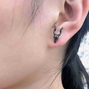 yunnique Stainless Steel Ram Head Stud <b>Earrings</b> Animal Zodiac Design For Men And Women Fashion Jewelry Ear Studs - Product Image 3