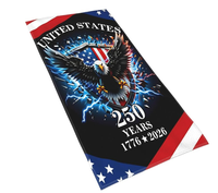 Serviette de plage en microfibre imprimée pour la célébration du semi-quicentenaire des 250 ans de la liberté aux États-Unis, disponible en gros