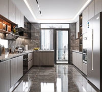 Meubles de cuisine de luxe en forme de U pour appartement, de la marque Lesso Home Residential Development.