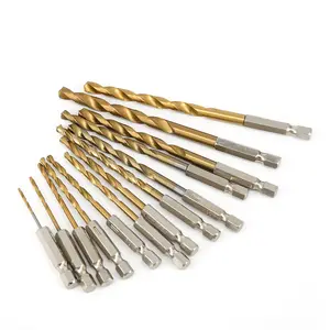 Straight shank wood metal drilling bits high speed steel titanium hex shank fast hss Hexagon twist drill bit