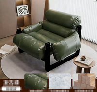 Fauteuil individuel STG en cuir marron, style moderne du milieu du siècle, avec structure en bois massif, pour salon ou hôtel