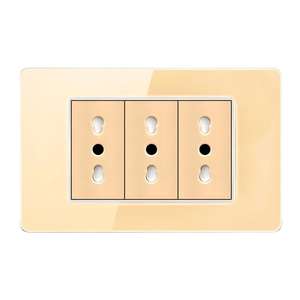 Enchufe Estándar Italiano USB Inteligente Tipo-C de 20 W con Carga Rápida, 2 Puertos, Panel Táctil, Enchufe de Pared Moderno, Panel de Interruptor de Luz de Vidrio - Product Image 1