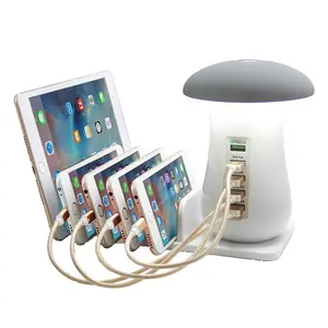LAIMODA Tecnologia QC 3.0 Wall 5 Usb Port Charging Station Mobile Charger Phone Chargers 3 in 1 Charger With Lamp