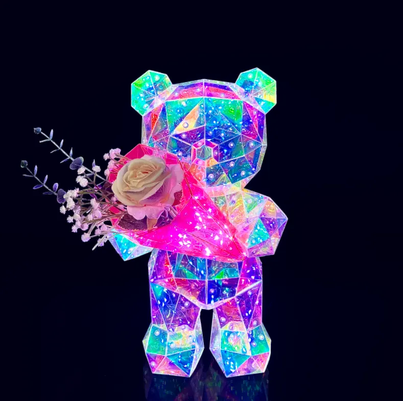 New Arrival phim PVC LED ánh sáng Led pha lê gấu đèn Đồ chơi gấu cho bạn gái tình yêu món quà