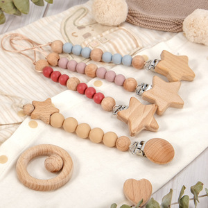 Bằng gỗ Silicone Pacifier Clips Holders <span class=keywords><strong>paci</strong></span> Clip mọc răng cứu trợ với trung tính bé Binky chủ bé tắm và quà tặng - Product Image 3