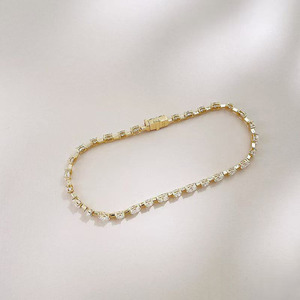 Bracciale Tennis Ovale Luccicante con Diamanti Coltivati in Laboratorio in <span class=keywords><strong>Oro</strong></span> Giallo 18K, Certificato IGI, Regalo Delicato per Donna - Product Image 2