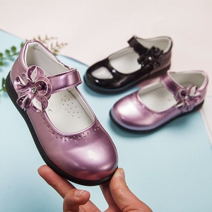 Chaussures plates décontractées en cuir PU pour filles, avec décoration florale, pour enfants, mariage, robe de princesse, école - Product Image 2