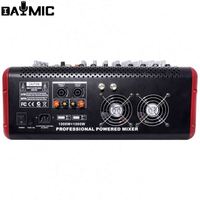 AOSHEN Table de Mixage Amplifiée Professionnelle 2x350W 8 Canaux 16 DSP avec 2 Microphones Sans Fil USB pour DJ Karaoké